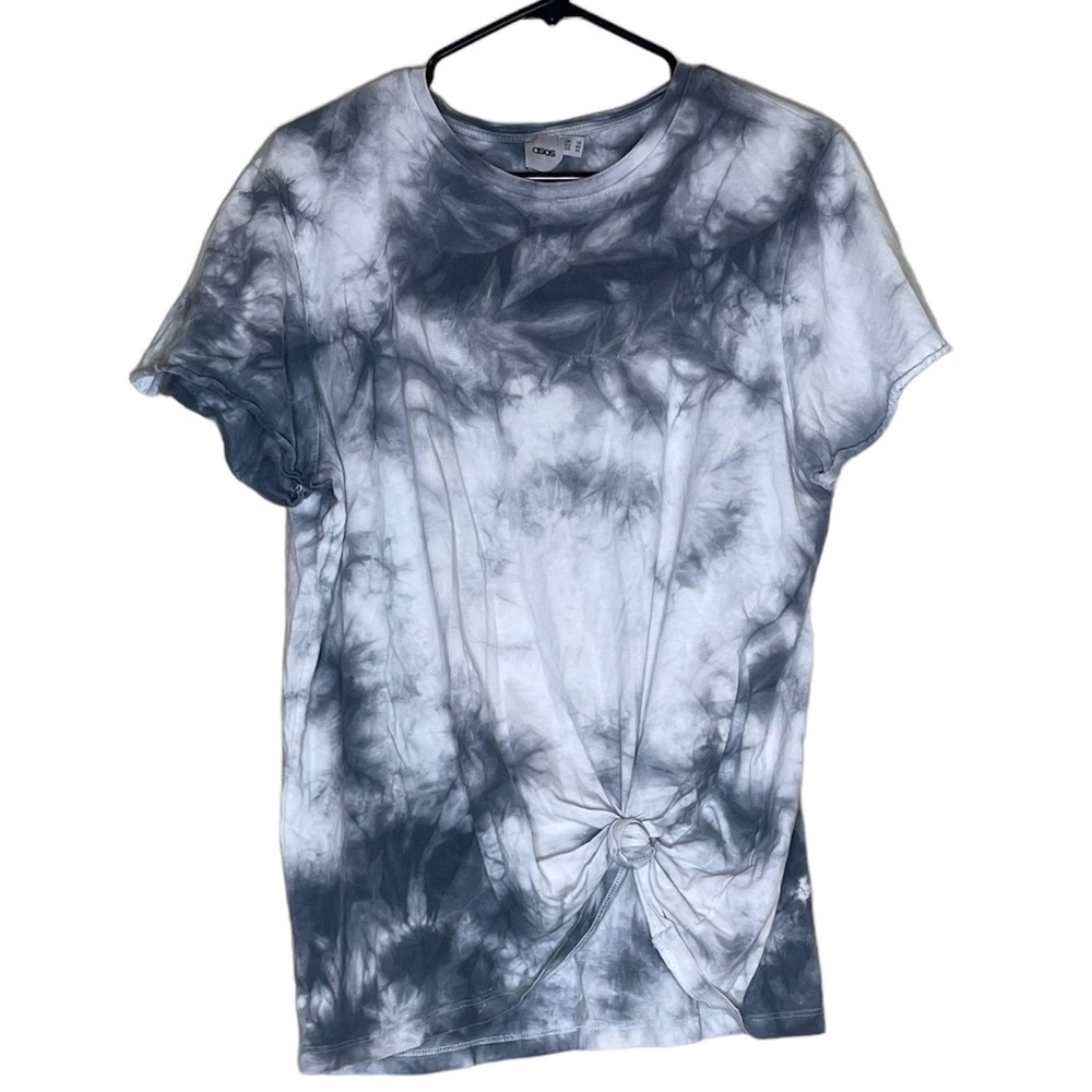 ASOS tie dye cotton tee shirt raw hem sleeves